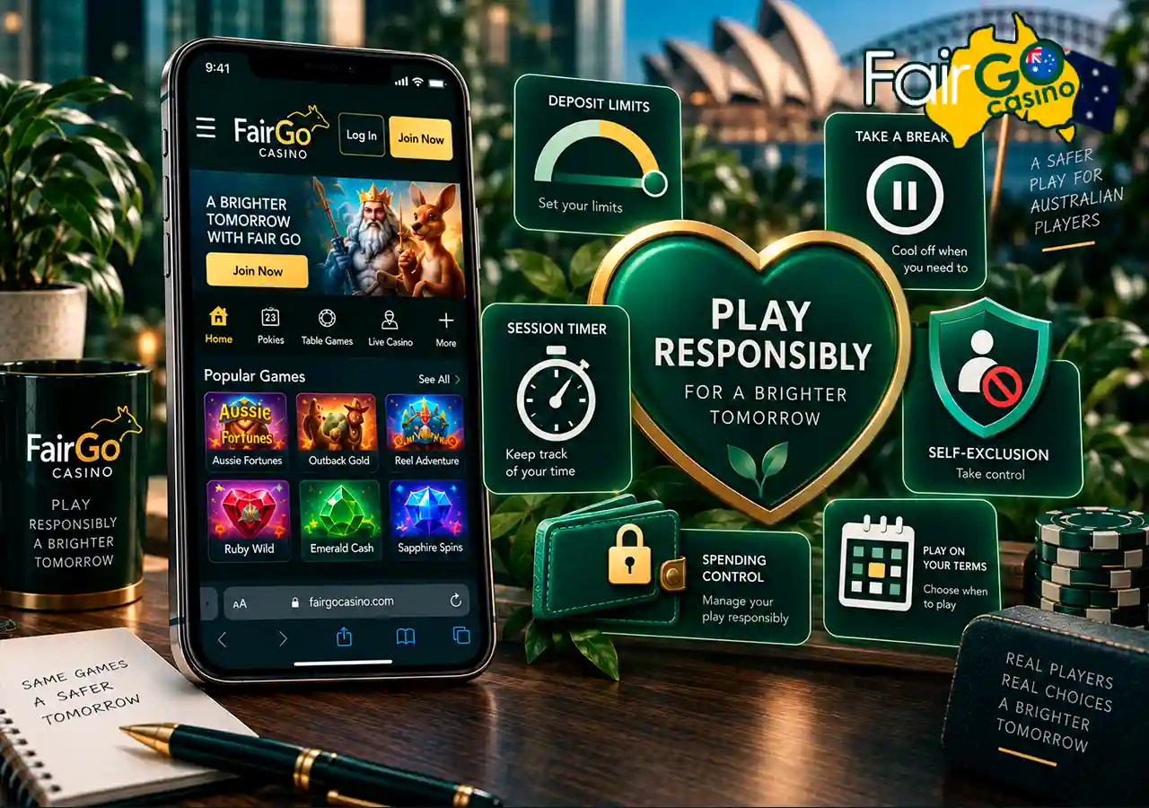 Responsible gambling on mobile with heart, limits, timer, self-exclusion and spending controls.